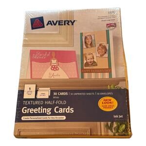Avery 3378 Textured Inkjet Half-Fold Greeting Cards - White (30/Box)
